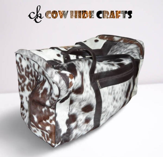 large cowhide weekender duffle bag