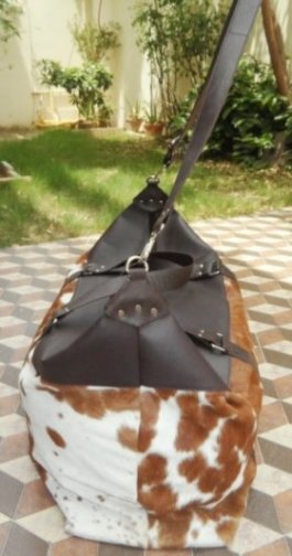 Large cowhide travel weekender