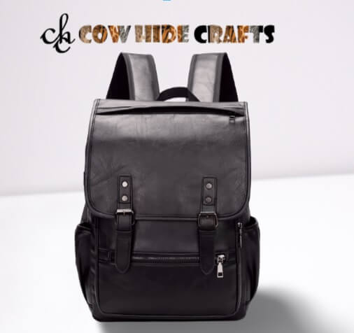 large leather black hiking rucksack