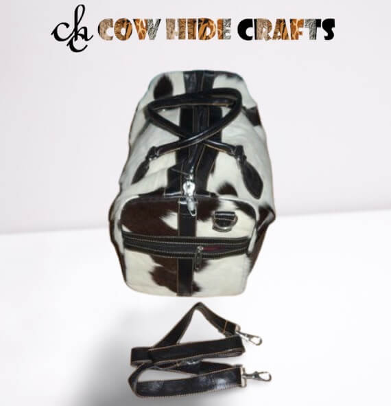 Leather accent cowhide bag
