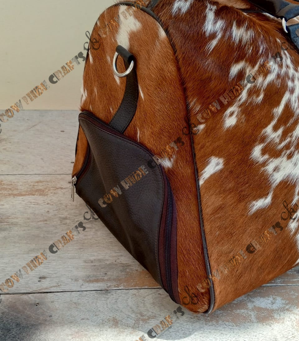 Hair on leather airport bag