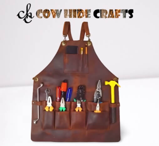 Leather apron for tools brown vintage carpenter