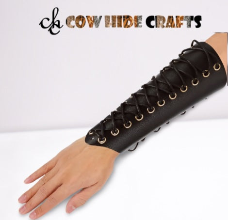 Leather archery wristband black bracer