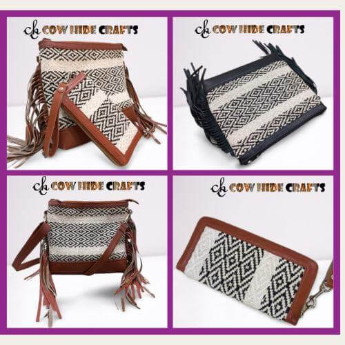 Leather Aztec bulk bag tribal boho handbag
