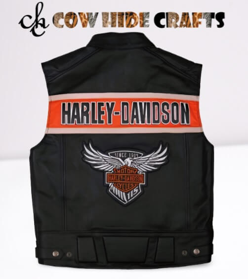 Riding club style leather biker vest