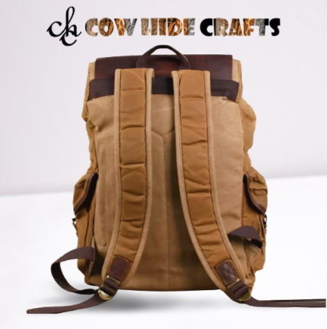 leather camping backpack rugged design