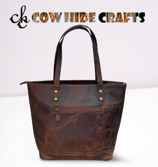 Leather carryall tote bag retro vintage
