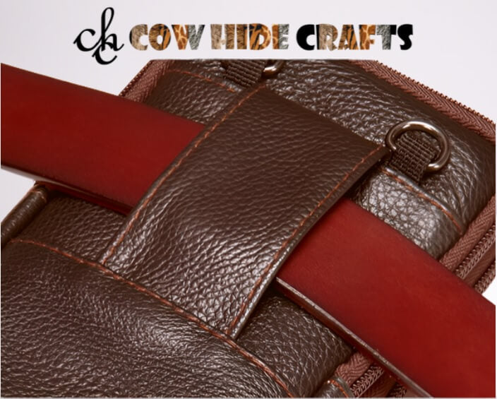 Leather crossbody bag front flap and zipper pockets