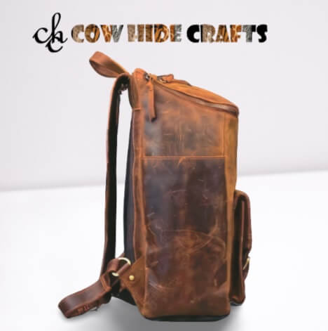 cylinder leather backpack