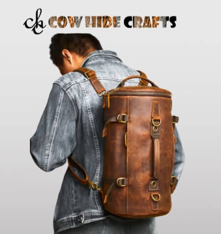 leather cylinder duffle bag