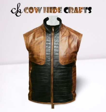 Unisex leather dress vest dual tone 