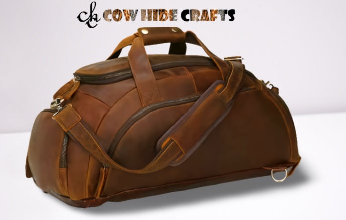 Leather duffle with shoe compartment