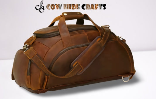 Leather duffle with shoe compartment