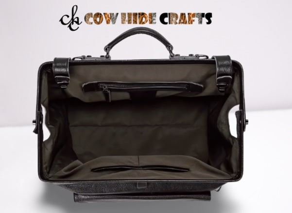 Leather frame bag interior zipper slip pockets