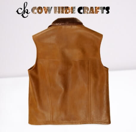 Fur lined leather gilet winter