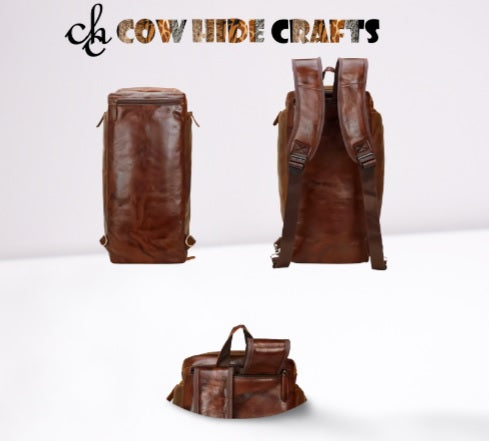 Leather gym duffle with separate shoe section