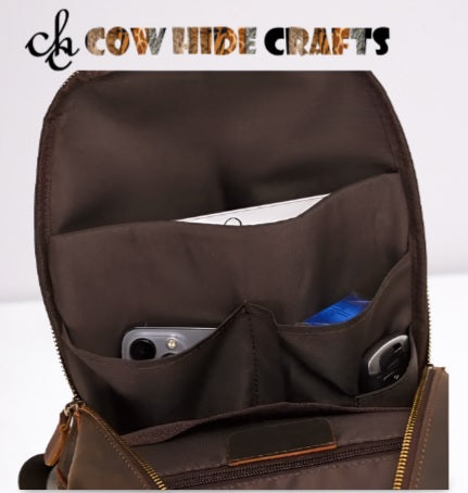 Leather hunting pack tablet and wallet interior