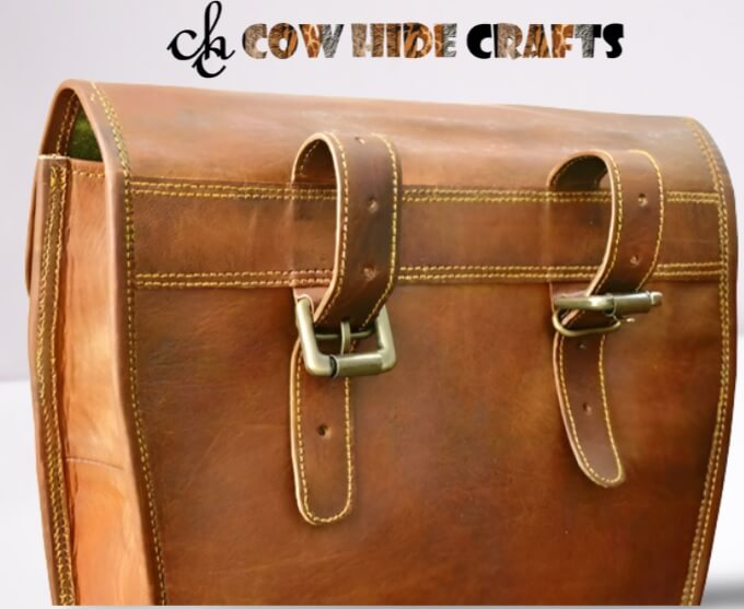 Leather touring pannier hard structured body