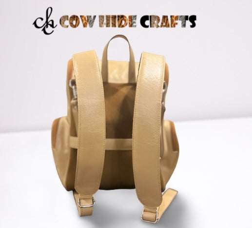 Leather travel backpack padded backside