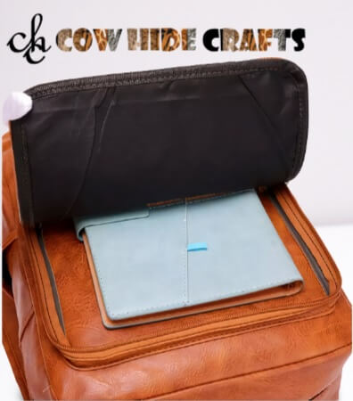 Leather travel laptop backpack