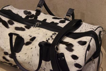 cowhide leather weekender bag