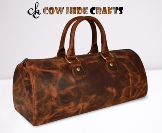 Small leather wine bottle holder duffle bag