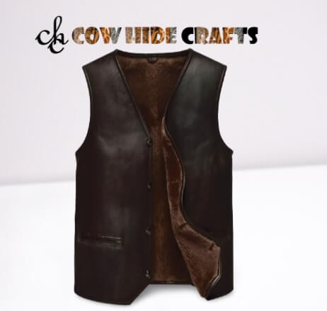 lightweight brown leather gilet vest
