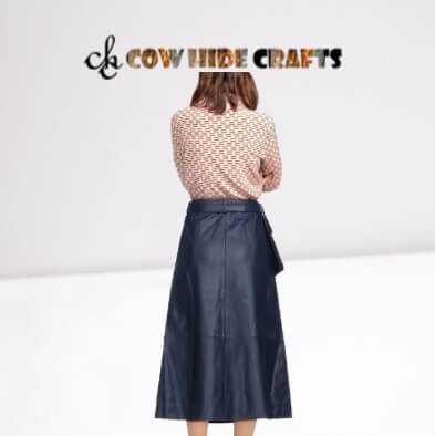 Long sheepskin party skirt with elastic waistband for women
