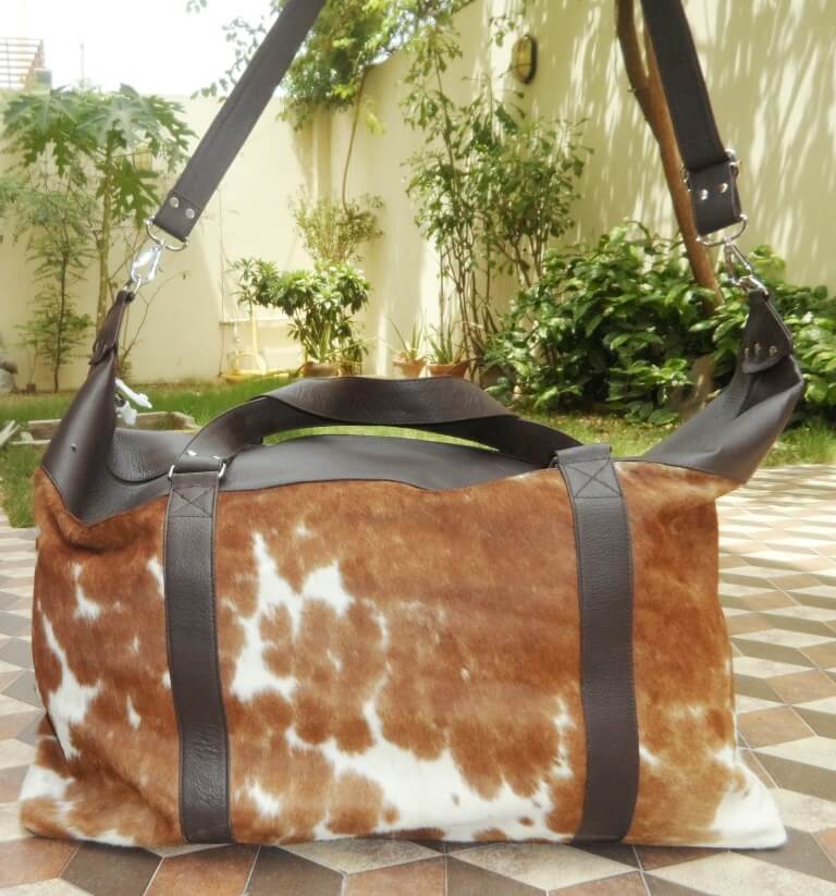 Luxury cowhide duffle bag