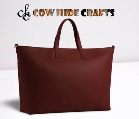 Maroon leather tote bag oversized shopper
