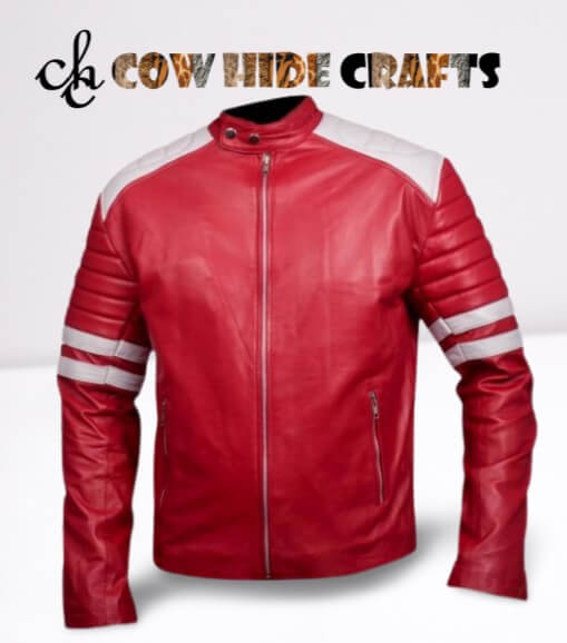 Mayhem Fight Club red and white leather jacket