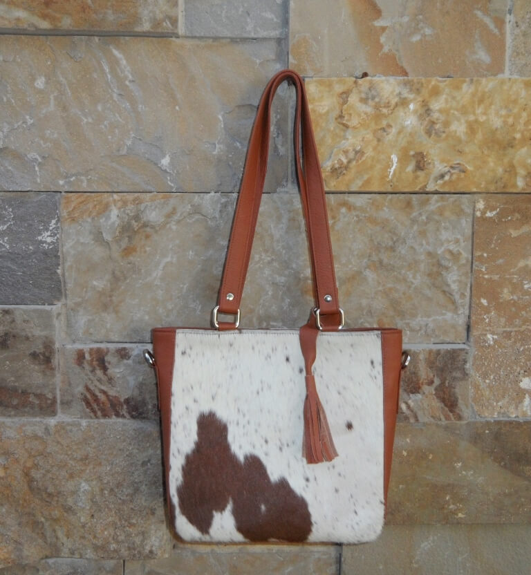 Medium crossbody handbag tan white cowhide