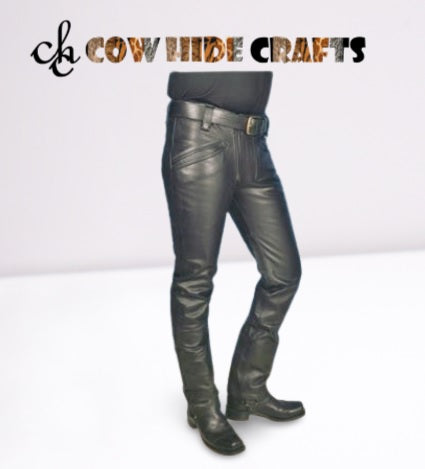 Man wearing black double zipper leather slim fit trouser – bold partywear clubwear style