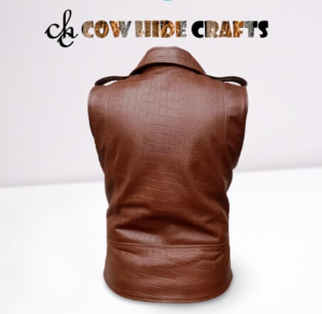 mens slim fit leather waistcoat