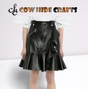 Handcrafted sheepskin mermaid style partywear skirt black