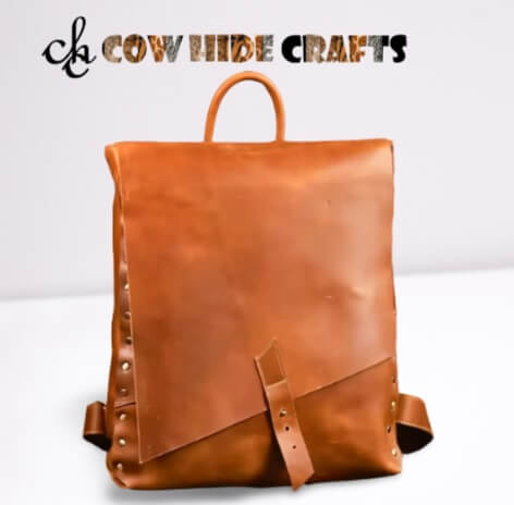 metal rivets leather rucksack