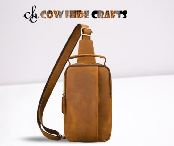 Minimal leather shoulder bag tan brown