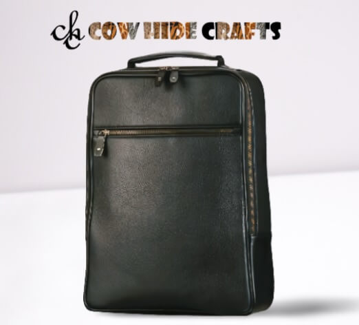 Minimalist black leather rucksack 