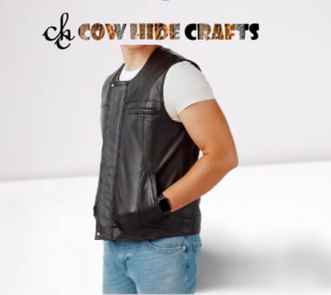 modern biker leather vest for layering