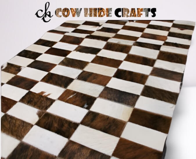 Modern cowhide rug rectangle pattern