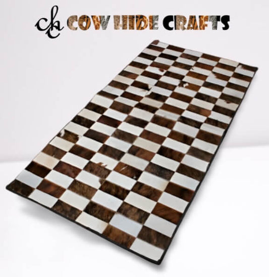 Modern home cowhide patchwork rug brown white