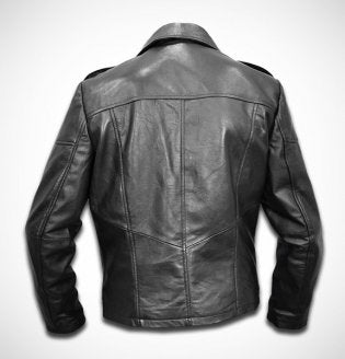 Men's Perfecto leather jacket styled for motorcycle riding