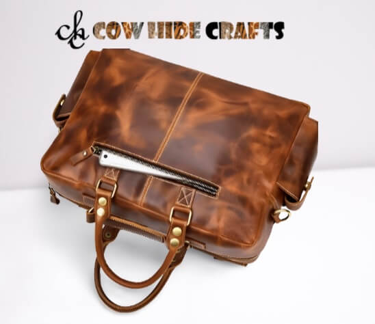 Oil leather messenger bag dual firm handles