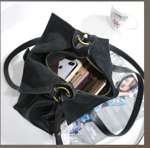 Interior with zipper and open pocket