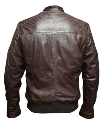 Brown lambskin jacket styled for biker outdoor adventure