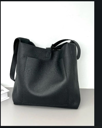 Large outside pocket hobo leather tote bag