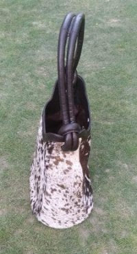 Cowhide slouch bag dual leather handles