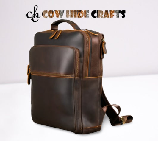 Leather Laptop Backpack With Padded Sleeve