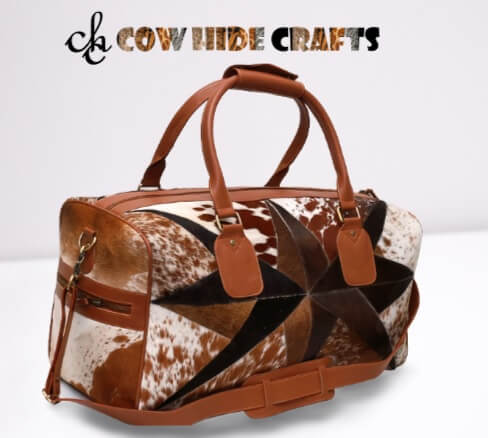 patchwork cowhide duffle bag