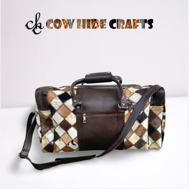 Patchwork cowhide duffle bag